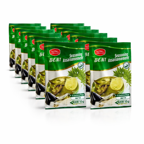 Cassava Leaf Seasoning Sachets (Pondu Style) – Pack of 12 (10g Each) Premium Flavor Blend